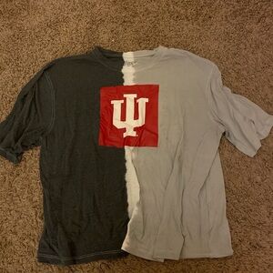 Hanes Black and Gray Split Tee with Red Graphic